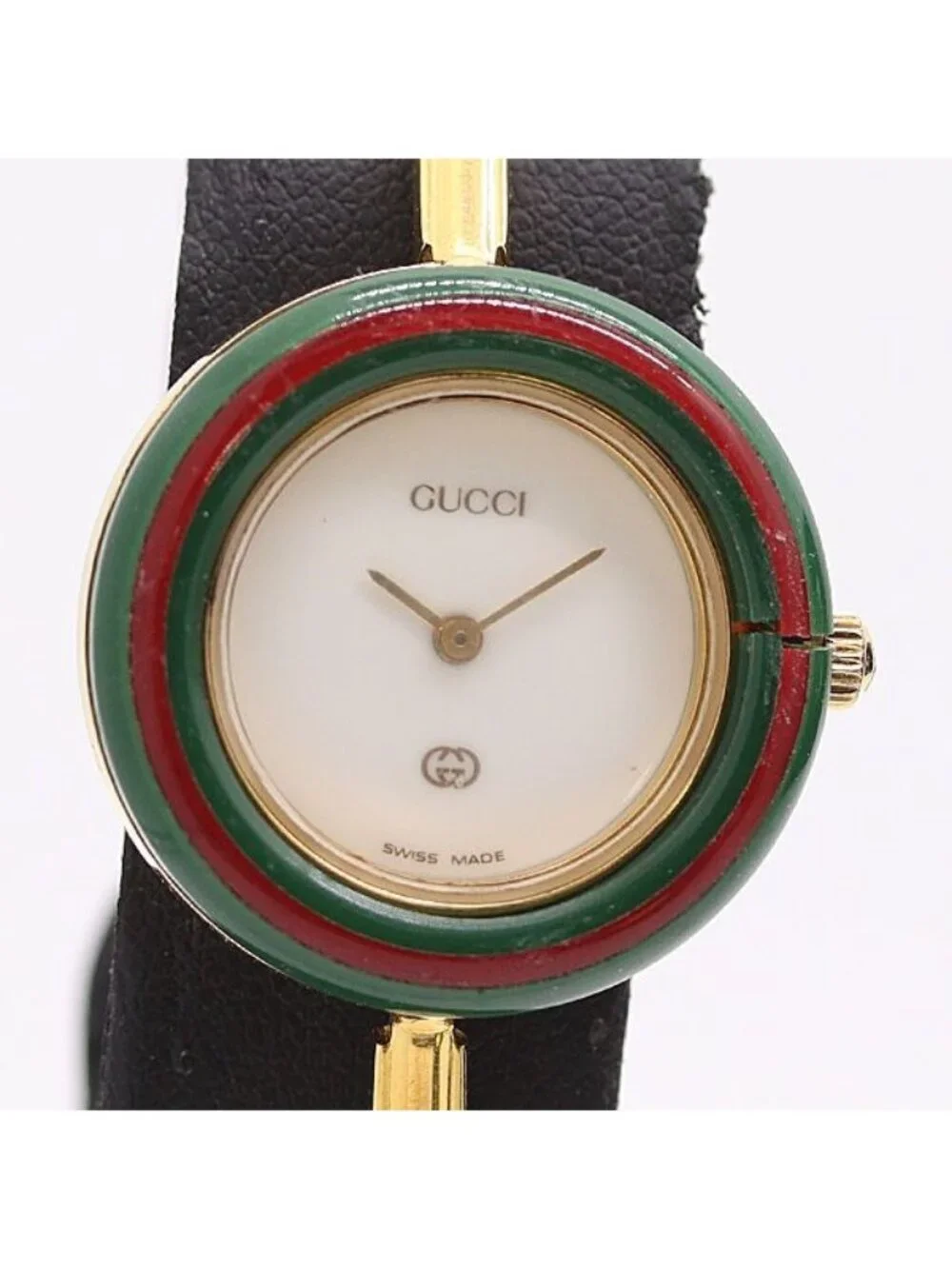Gucci Change Bezel White Dial Bangle Watch